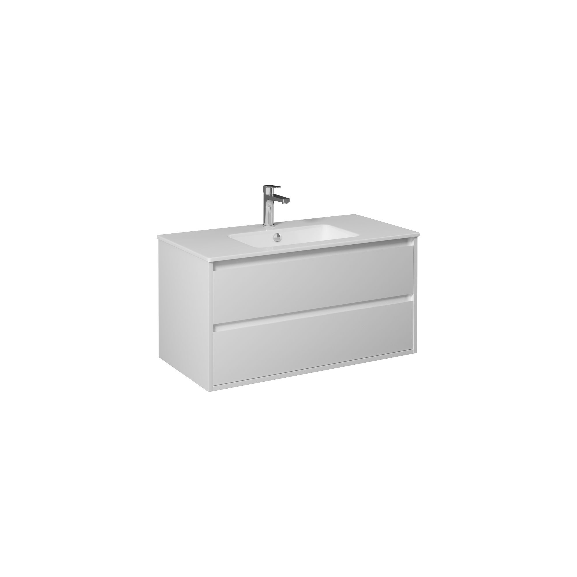 Pro 80cm Washbasin Unit With Two Drawers (10SL51081SV included) White 