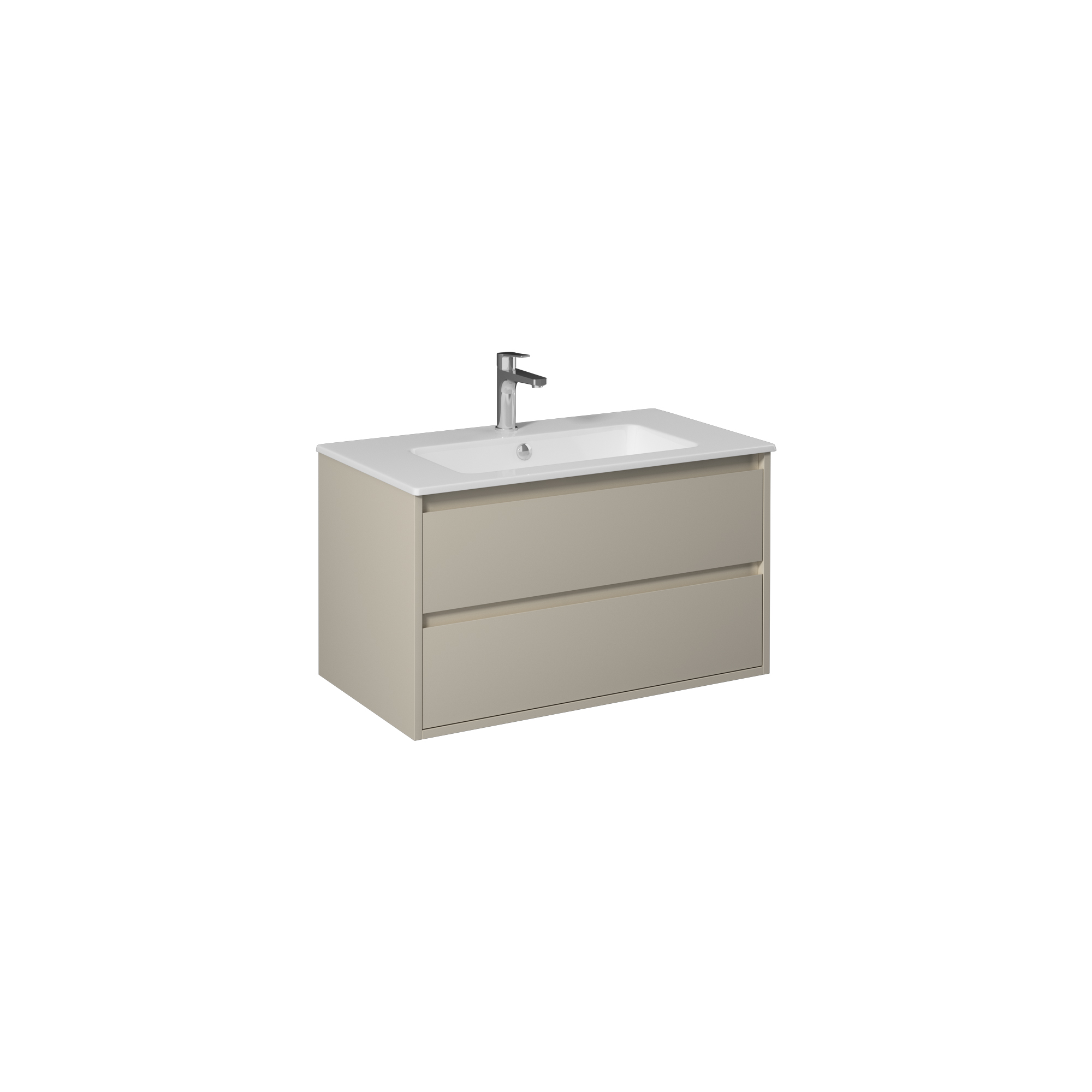 Pro 80cm Washbasin Unit With Two Drawers (10SL51081SV included) Sand Beige