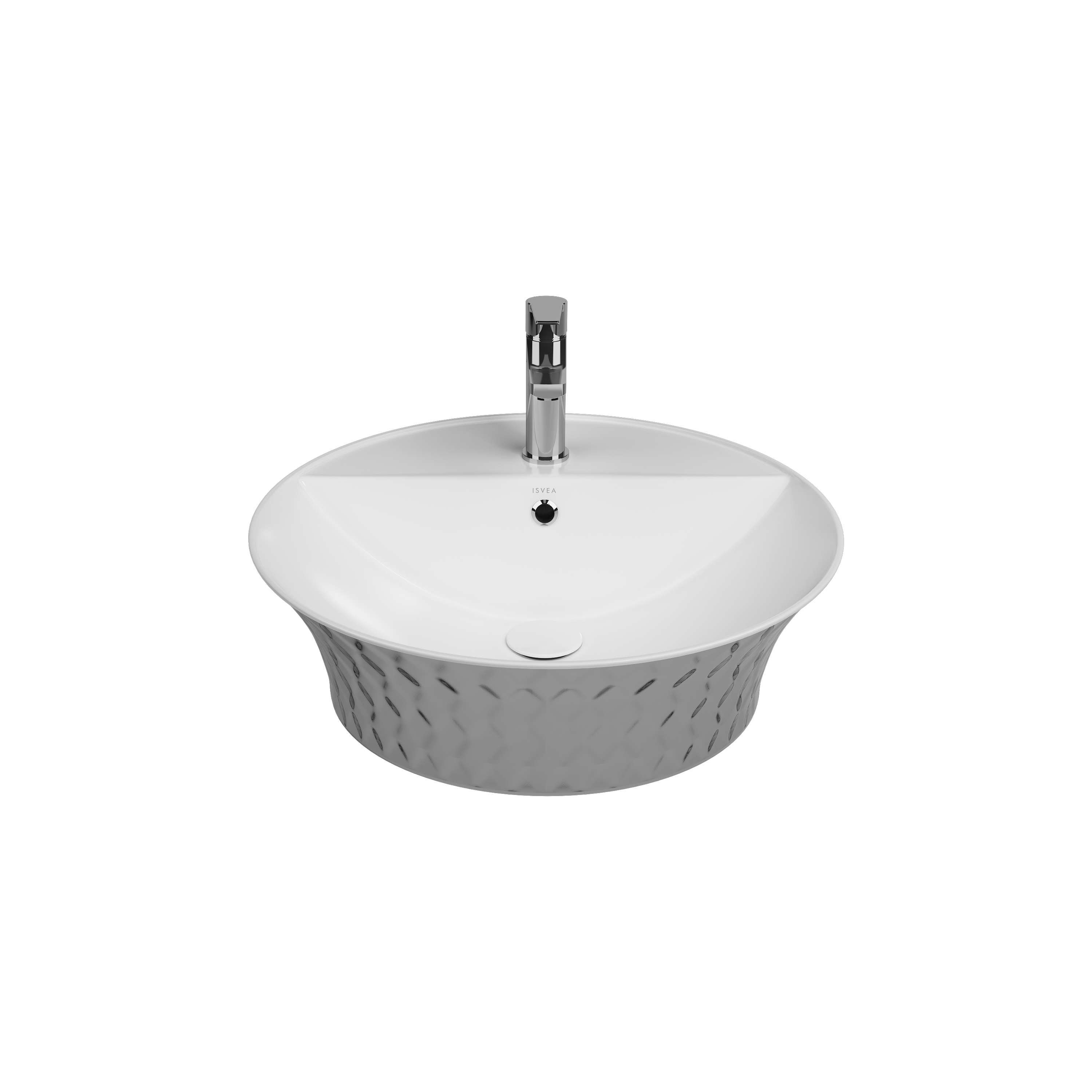 Cappitone Tezgah Üzeri Lavabo Platin 59 cm Platin