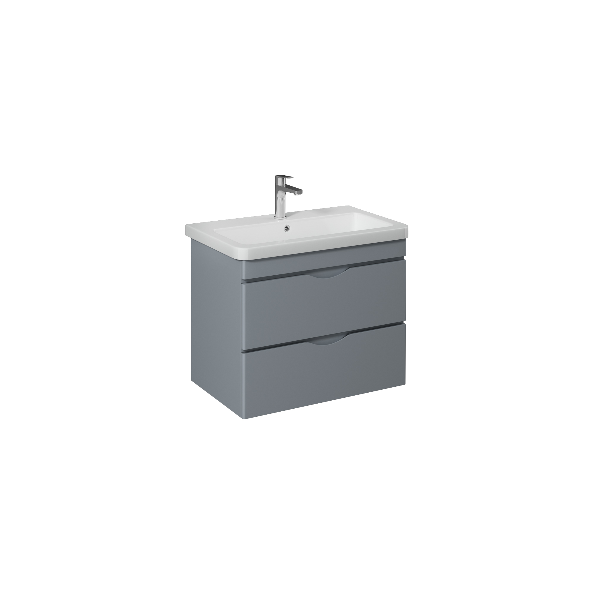 Neo 50cm Washbasin Unit With Two Drawers (10PS50050SV included) Gri