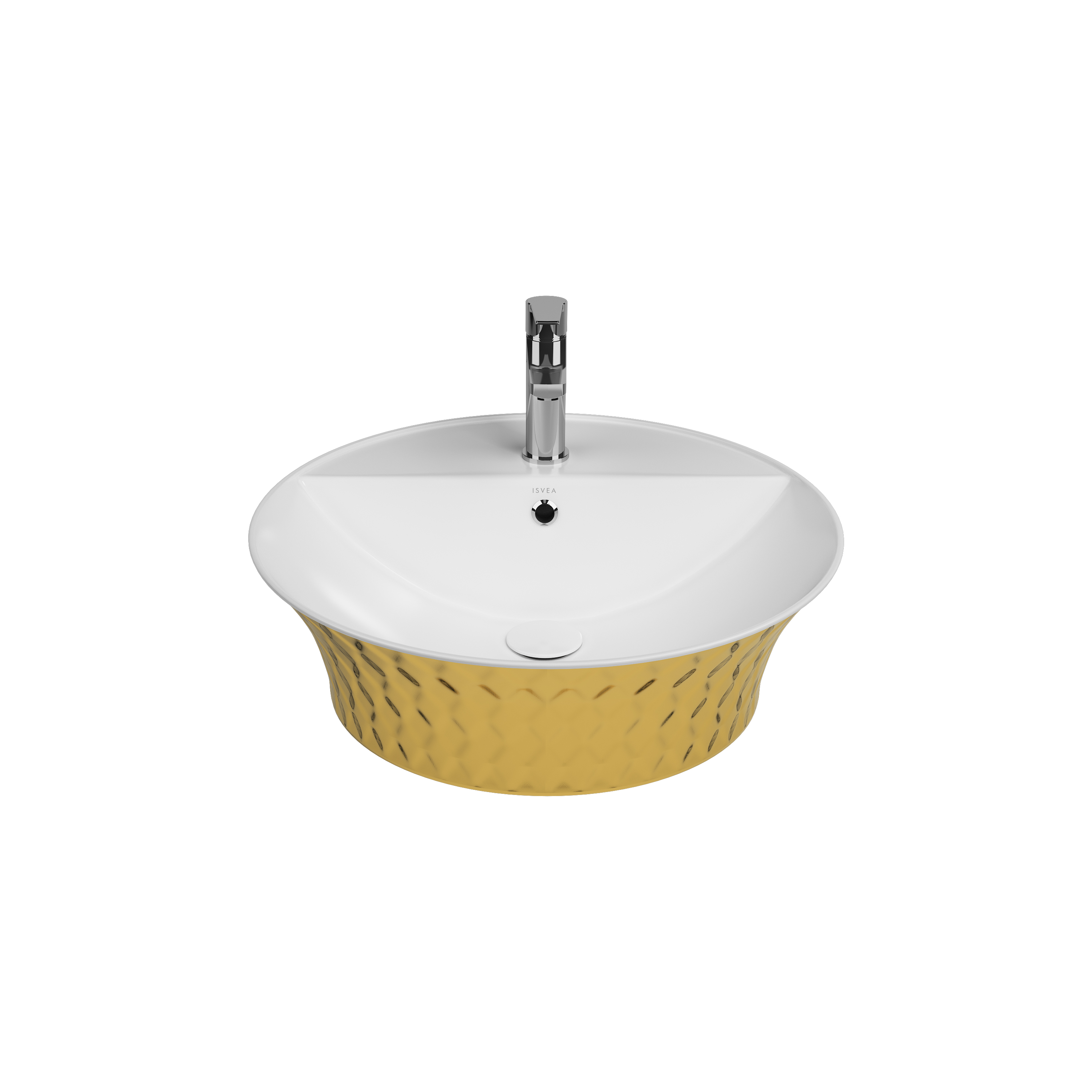 Cappitone Tezgah Üzeri Lavabo Altın 59 cm Altın