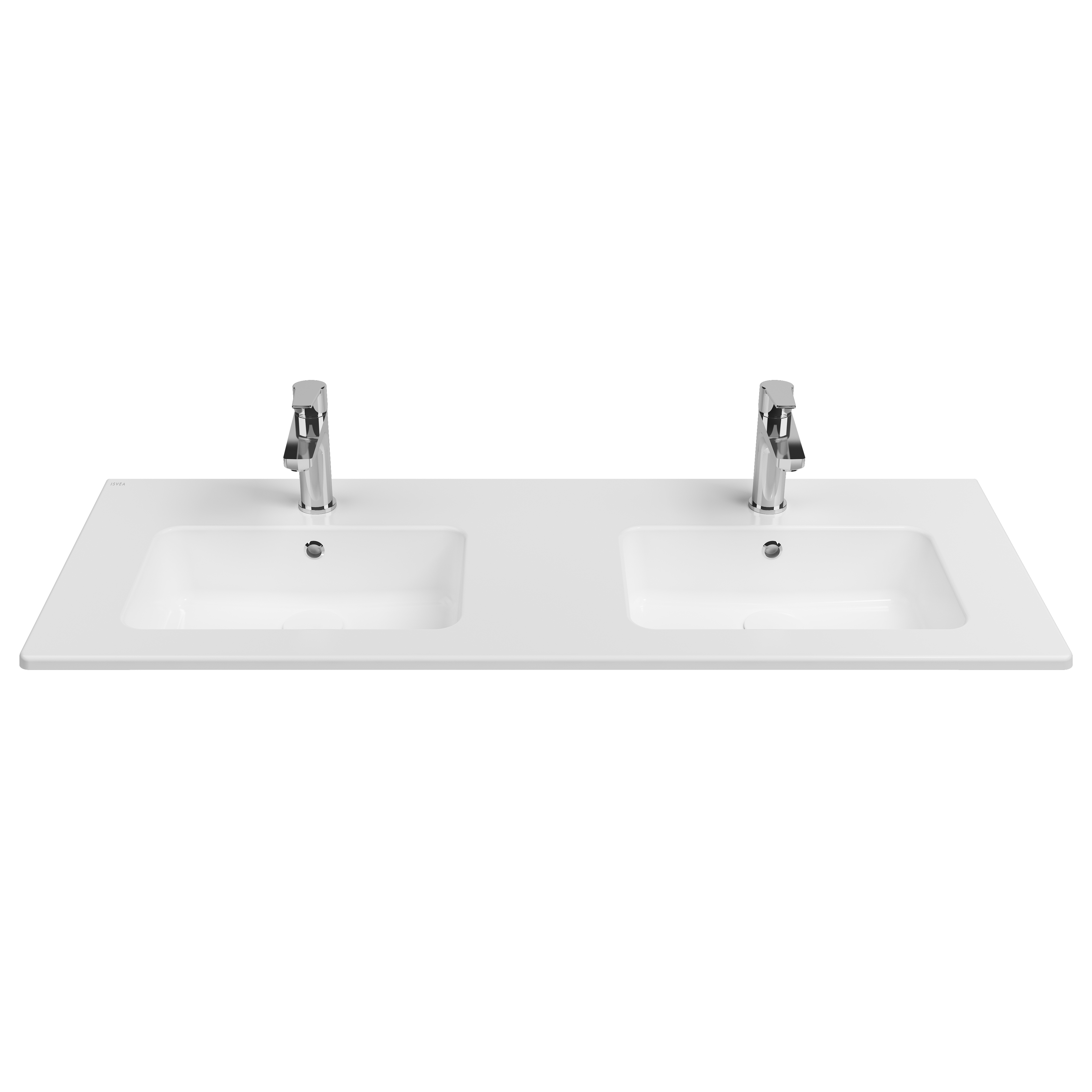 SistemaT Flat Washbasin 121 cm Double Counter Top White