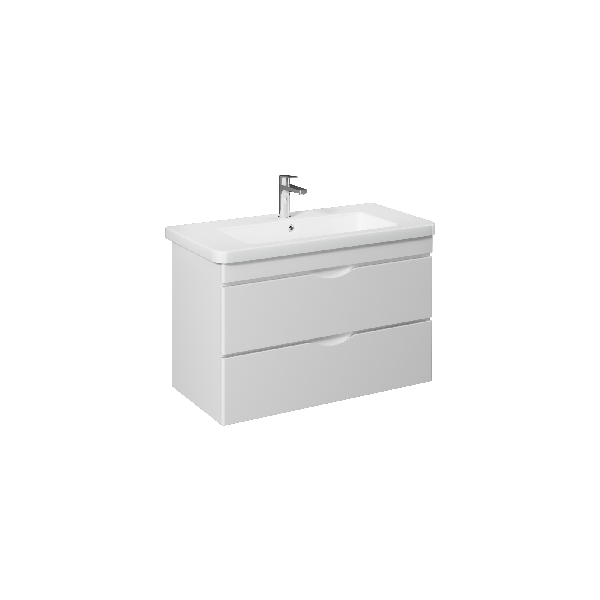 Neo 50cm Washbasin Unit With Two Drawers (10PS50050SV included) White