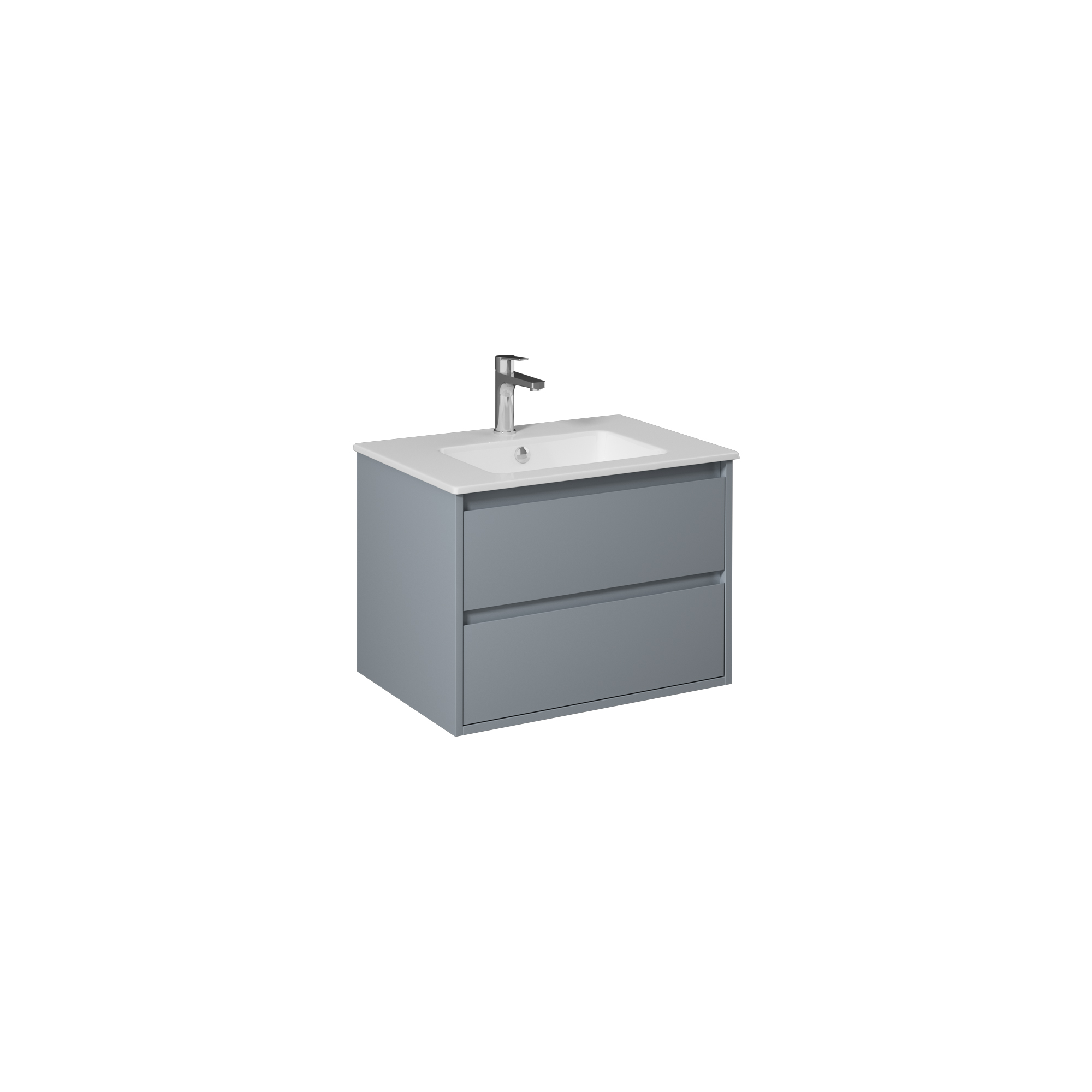 Pro 60cm Washbasin Unit With Two Drawers (10SL50061SV included) Light Grey