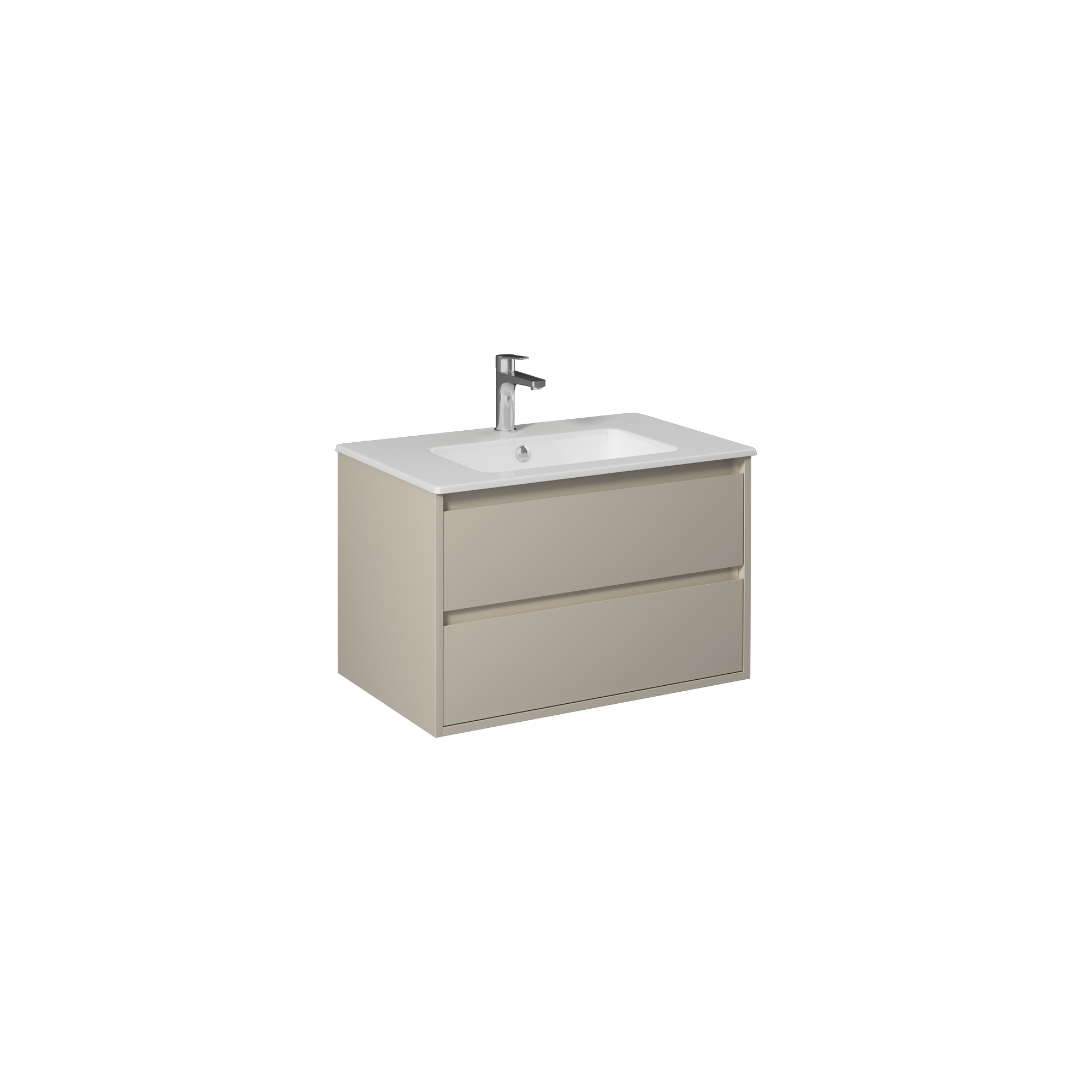 Pro 70cm Washbasin Unit With Two Drawers (10SL50071SV included) Sand Beige