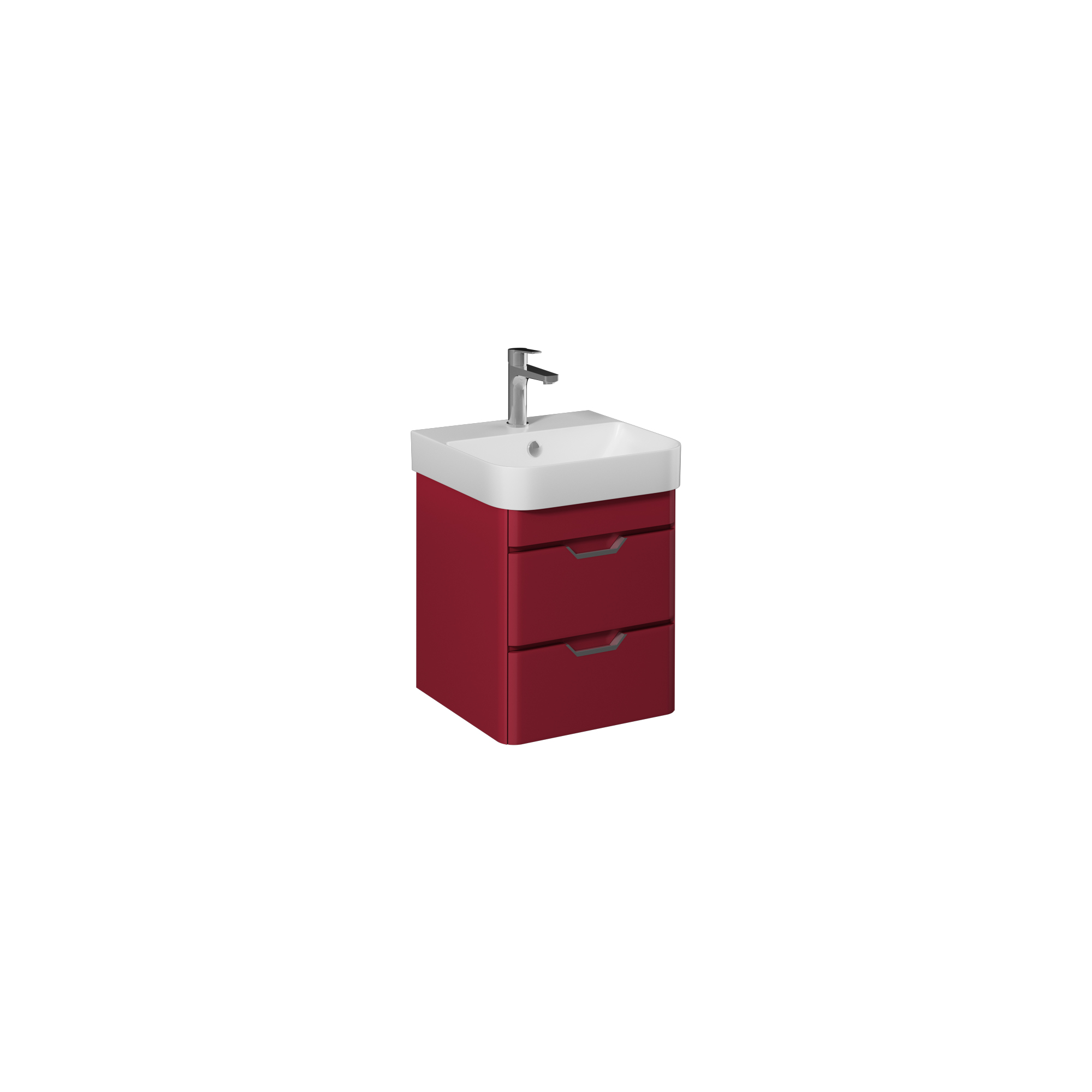 Fonte 57cm Washbasin Unit With Two Drawers (10SQ50057SV included) Red