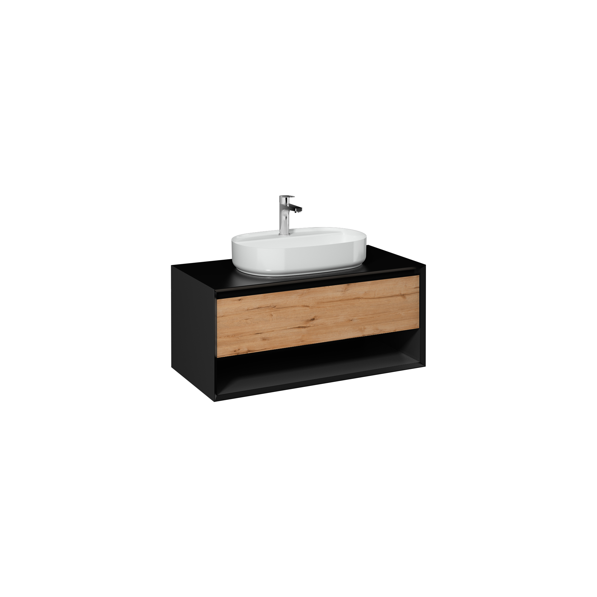 Luca  Mirror  Black/Textured Oak (Detroit)