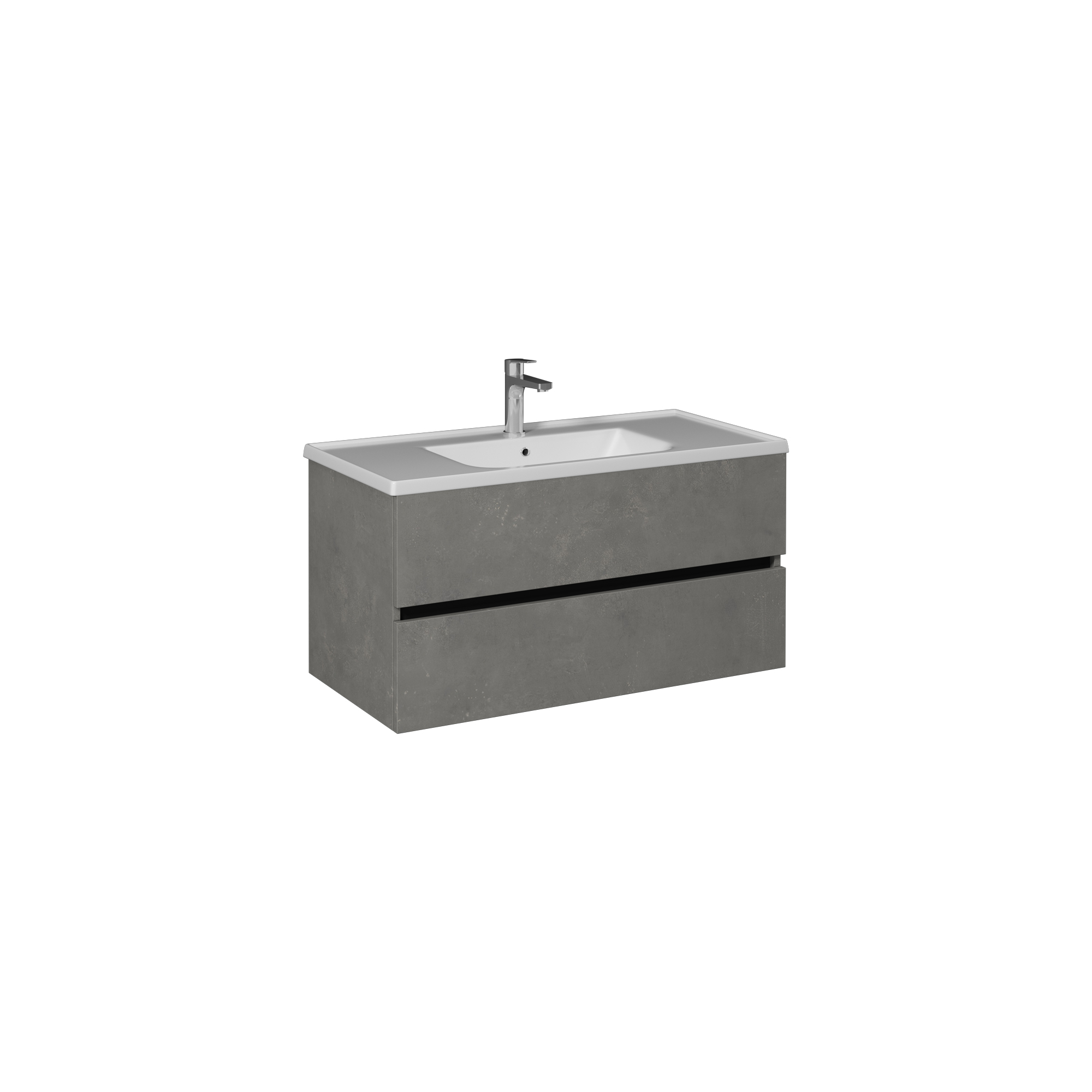 Trio + Washbasin Unit 80 cm With Two Drawers (10LE50081 included) Retro Silver