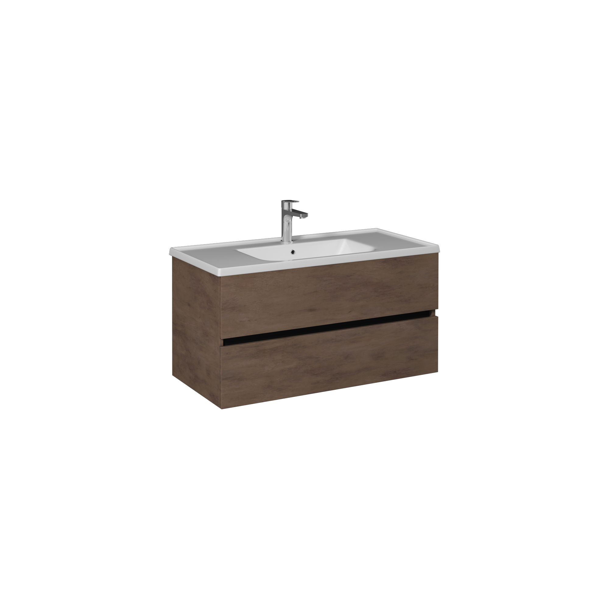 Trio + Lavabo Dolabı 100 cm Çift Çekmece(10LE50101 dahil) Retro Bronz