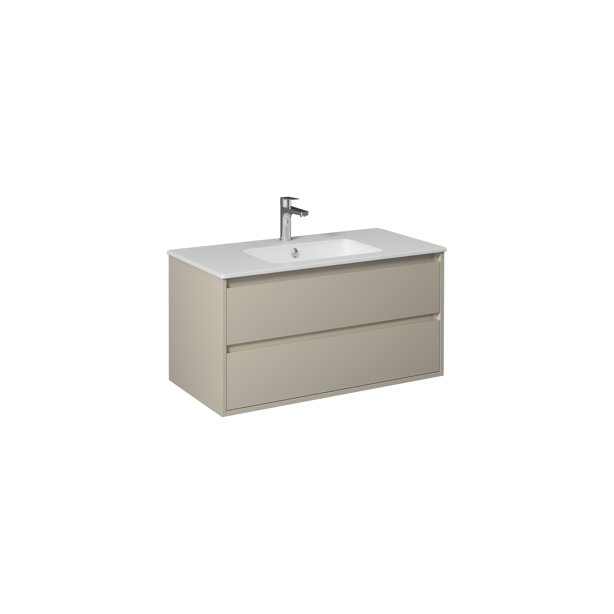 Pro 90cm Washbasin Unit With Two Drawers (10SL50091SV included) Sand Beige