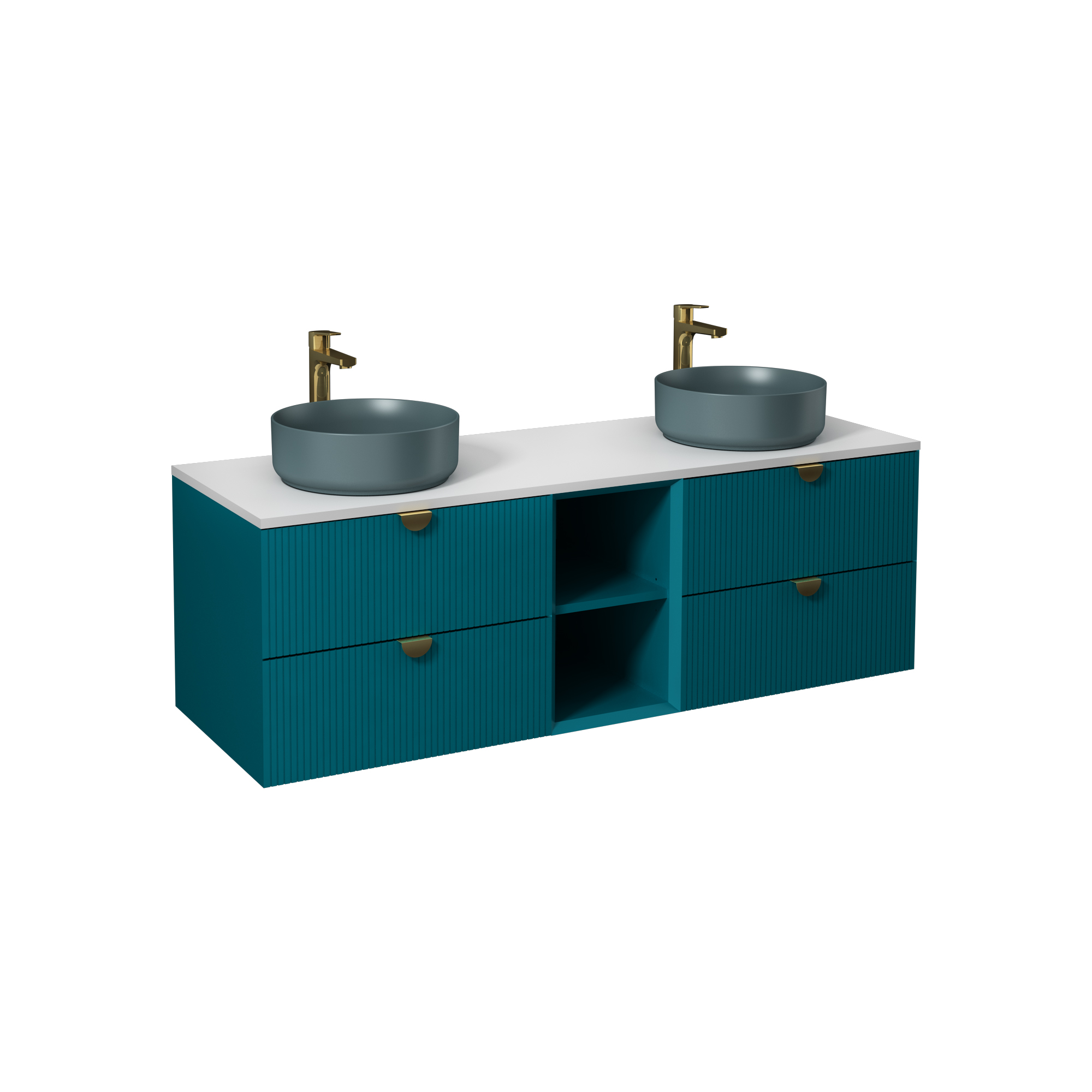 Infinity Washbasin Unit Open Shelf 150cm (10NF65050 x2 Washbasin included) Ocean