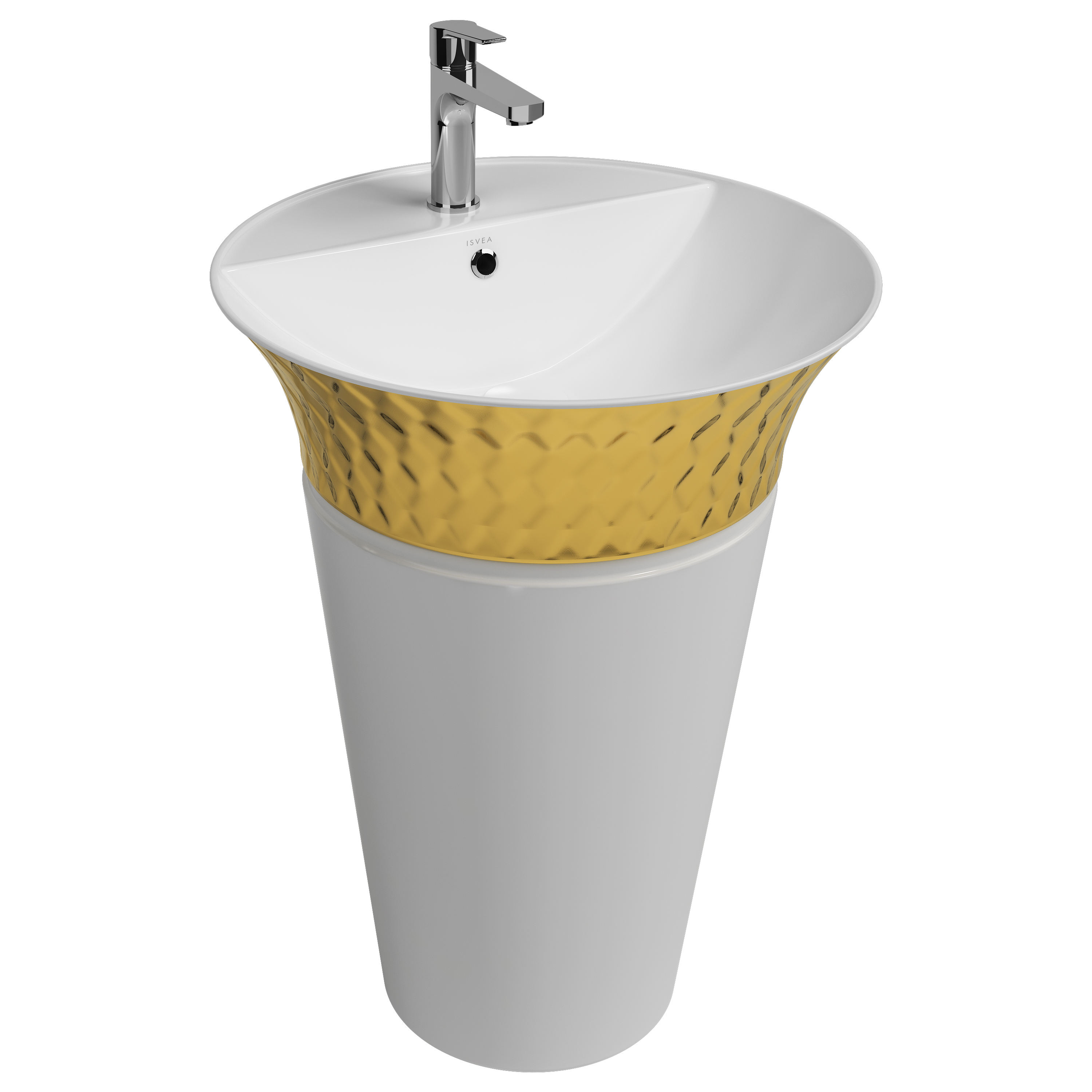 Cappitone Monoblok Altın Beyaz Lavabo