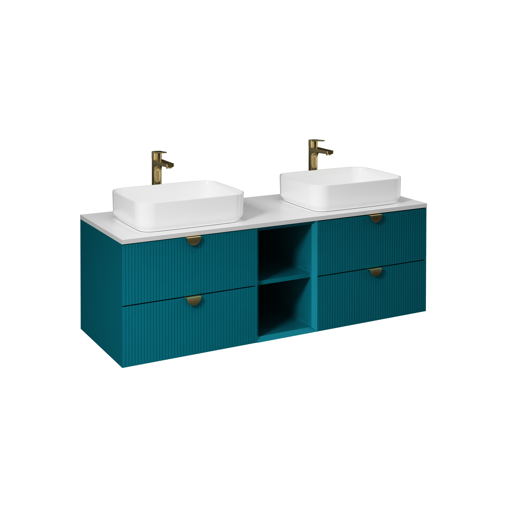 Infinity Washbasin Unit Open Shelf 150cm (10NF65050 2S x2 Washbasin included) Ocean