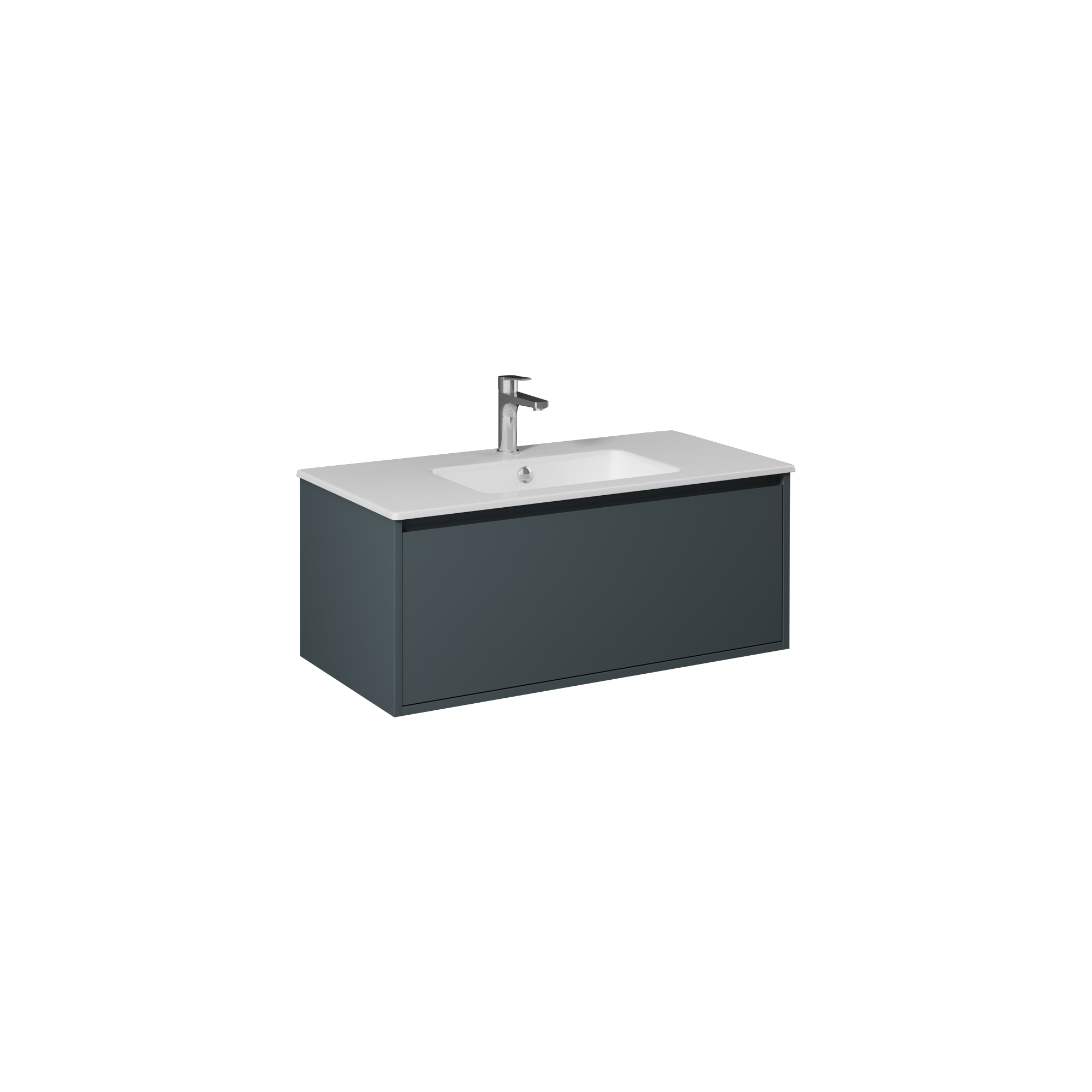 Pro 90cm Washbasin Unit With Single Drawer (10SL50091SV included) Anthracite