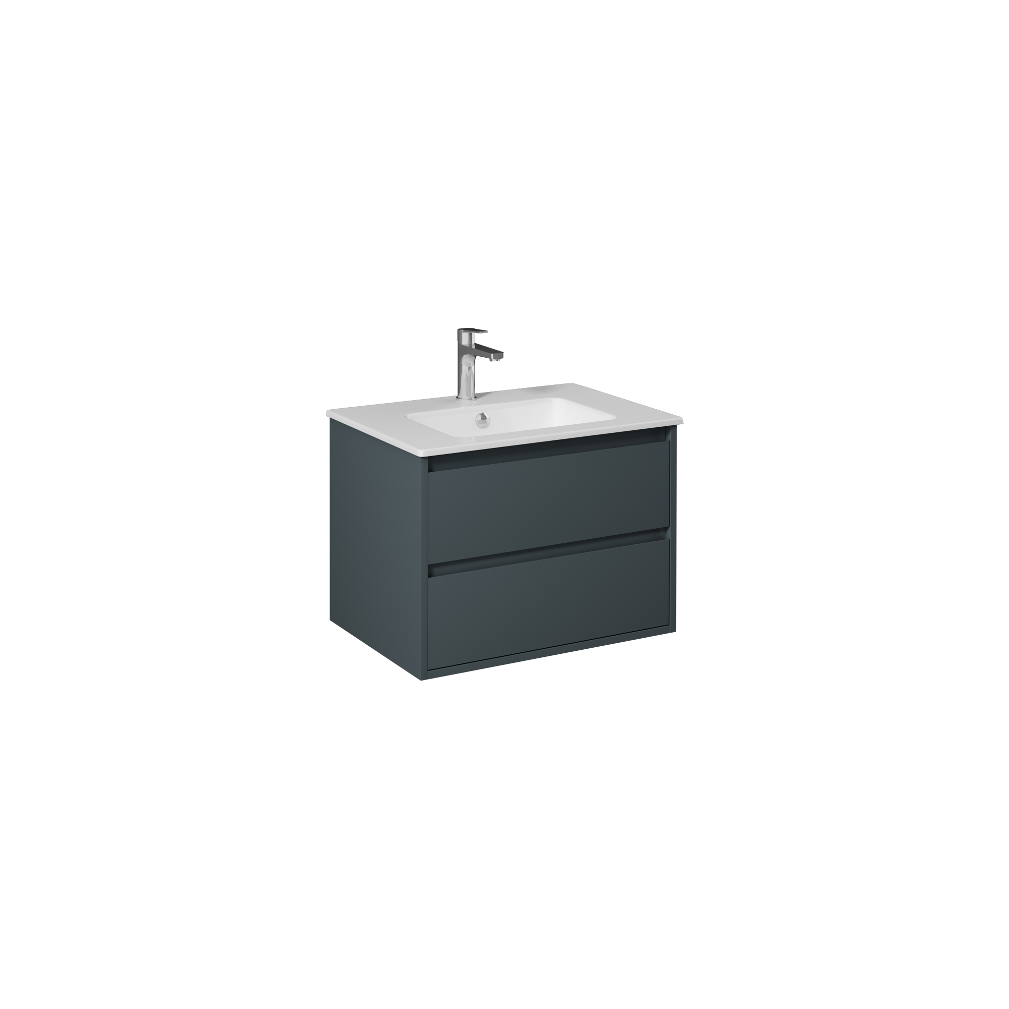 Pro 60cm Washbasin Unit With Two Drawers (10SL50061SV included) Anthracite