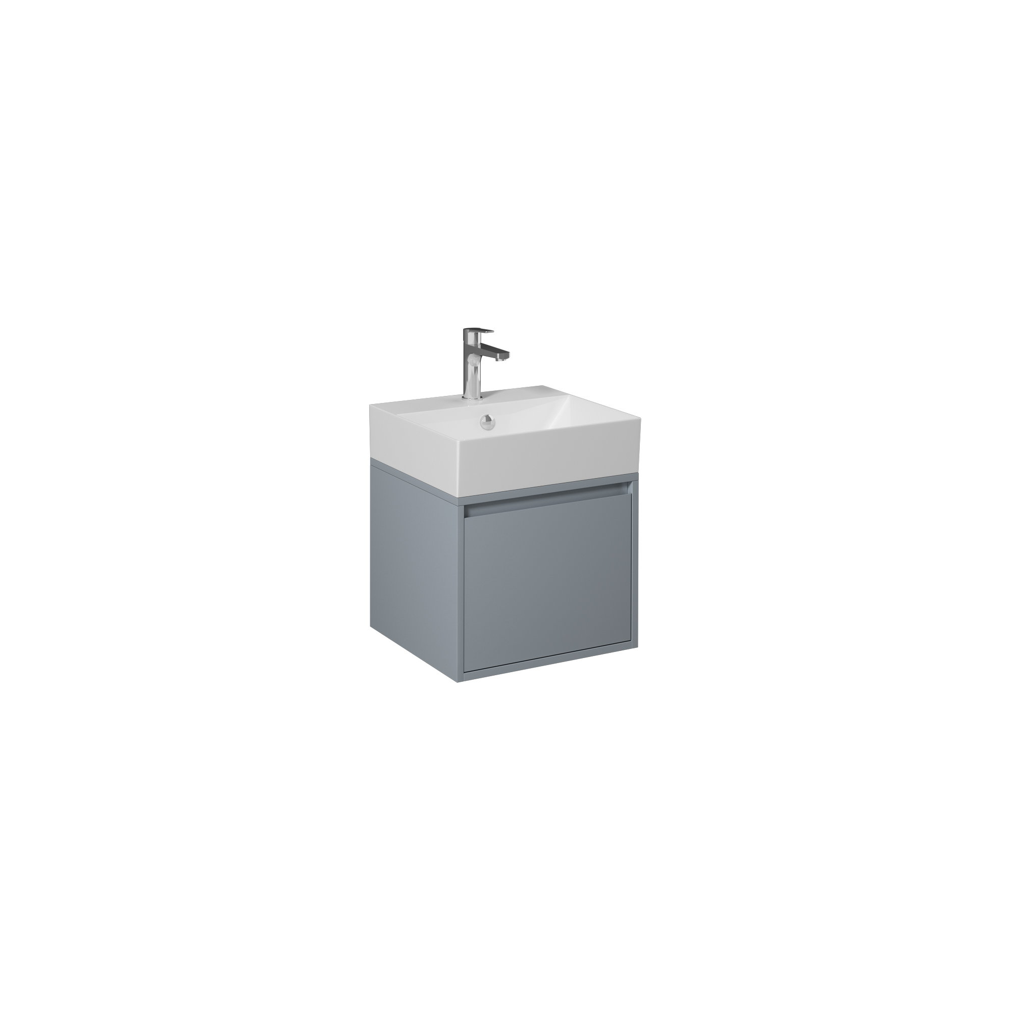 Pro 60cm Washbasin Unit With Single Drawer (10SF50060SV included) Light Grey