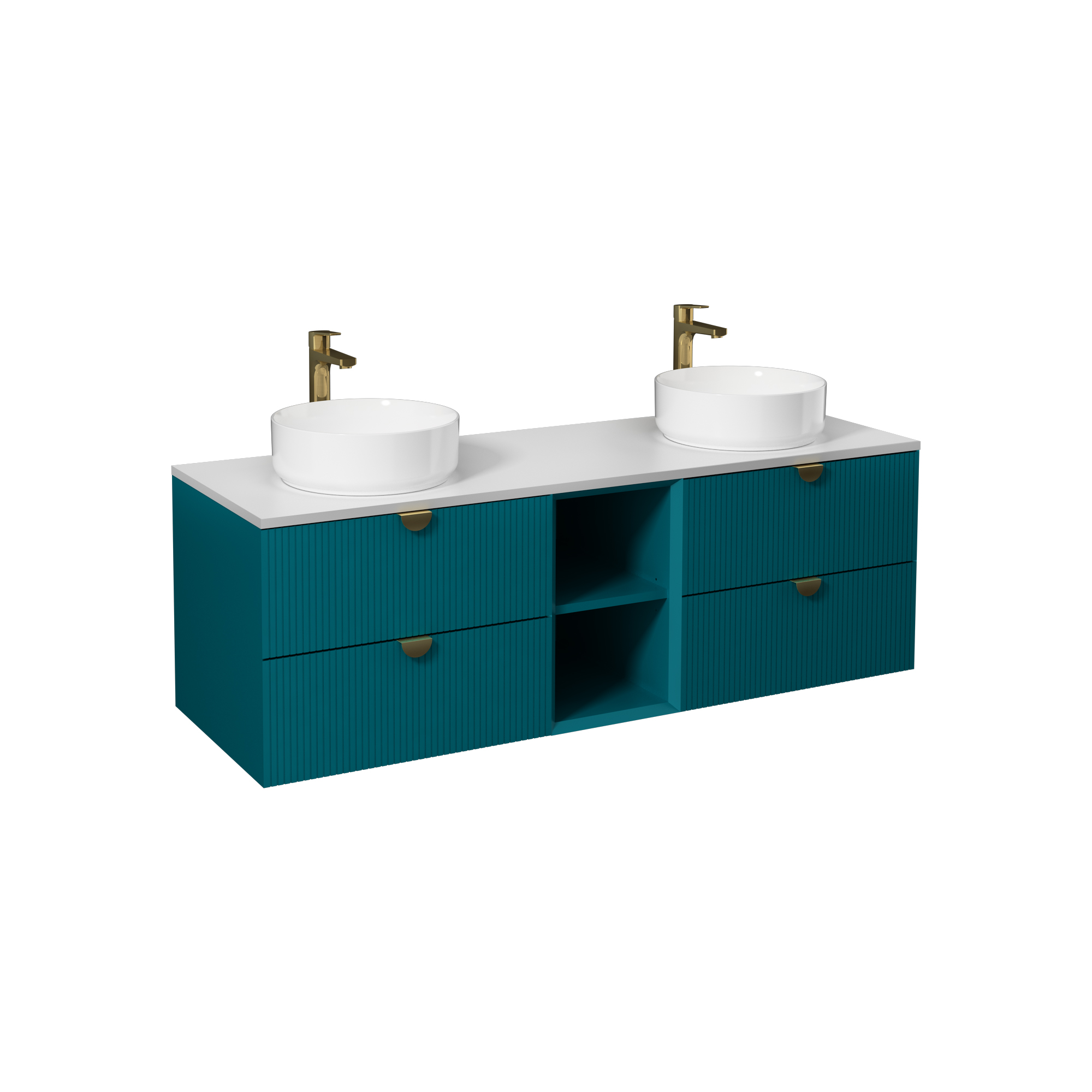 Infinity Washbasin Unit Open Shelf 150cm (10NF65036 2S x2 Washbasin included) Ocean