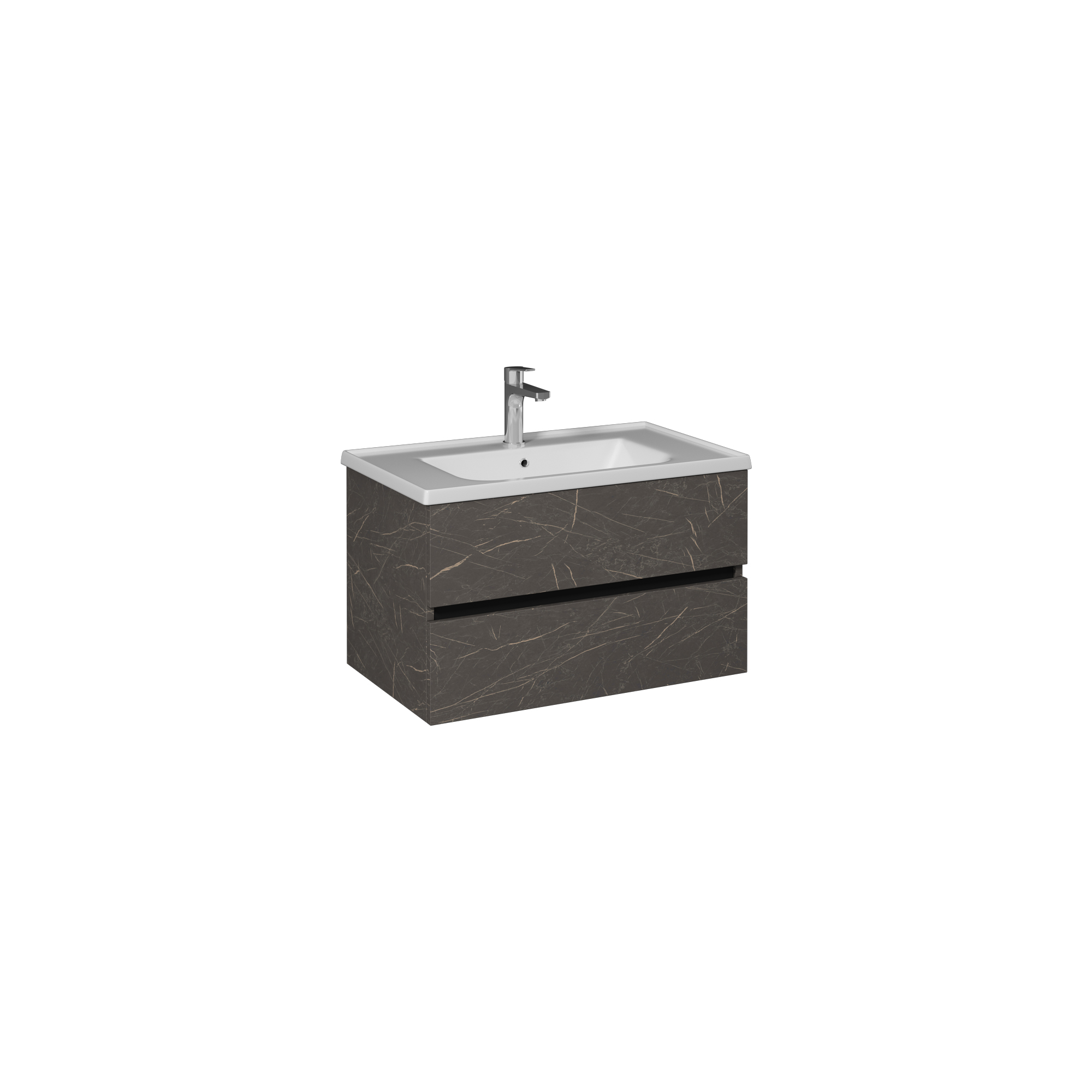 Trio + Lavabo Dolabı 80 cm Çift Çekmece(10LE50081 dahil) Latin Mermer