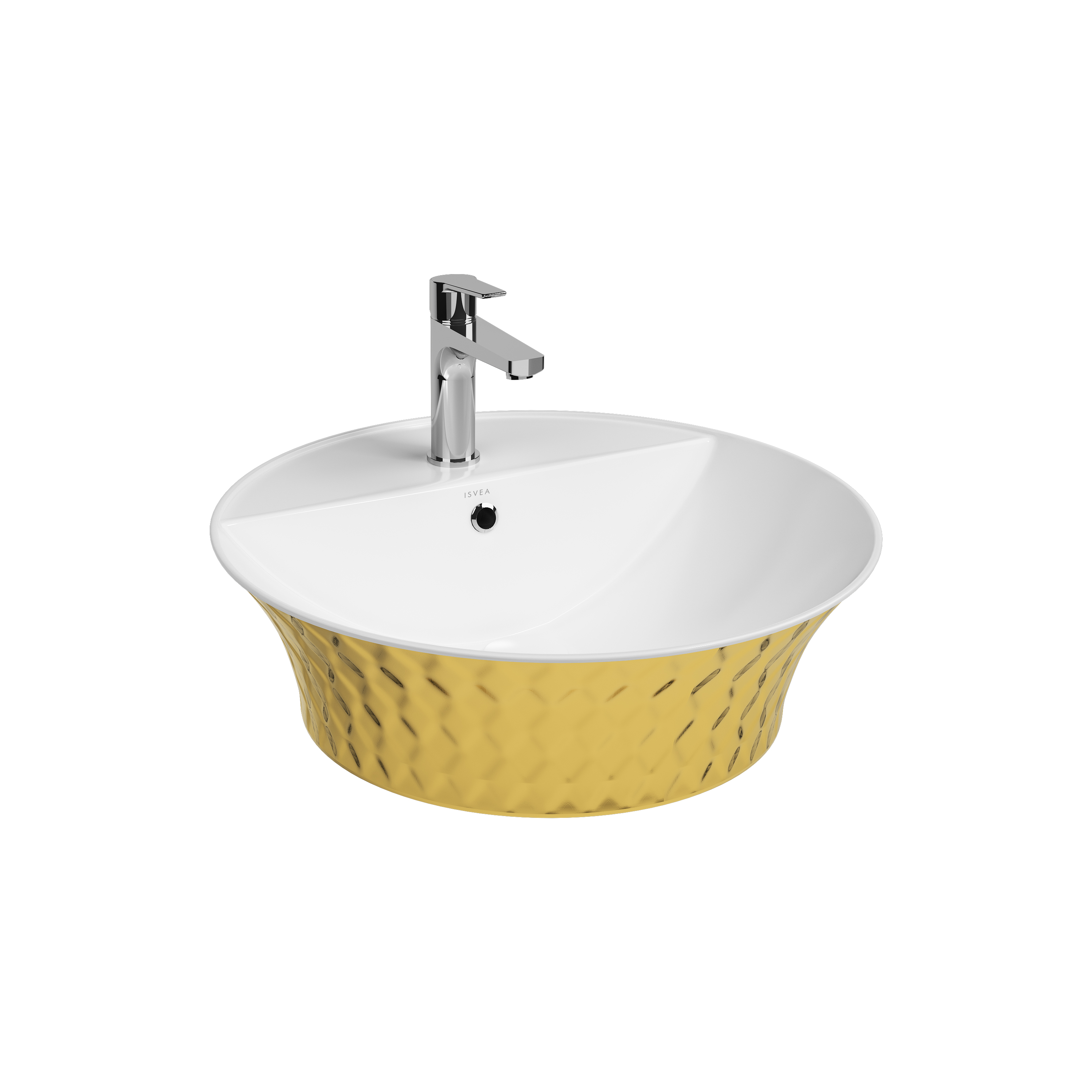 Cappitone Tezgah Üzeri Lavabo Altın 59 cm Altın