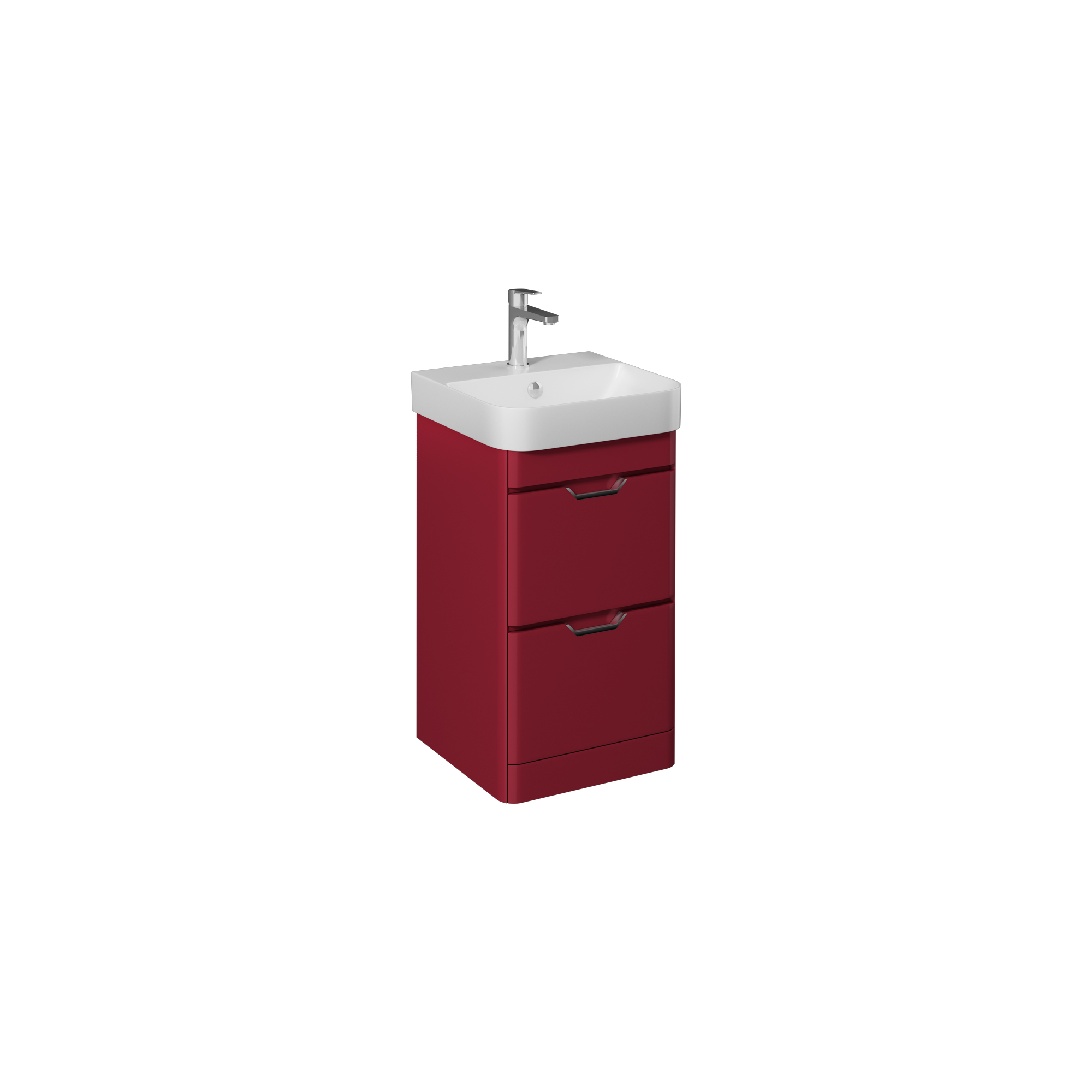 Fonte 57cm Washbasin Unit With Two Drawers (10SQ50057SV included) Red