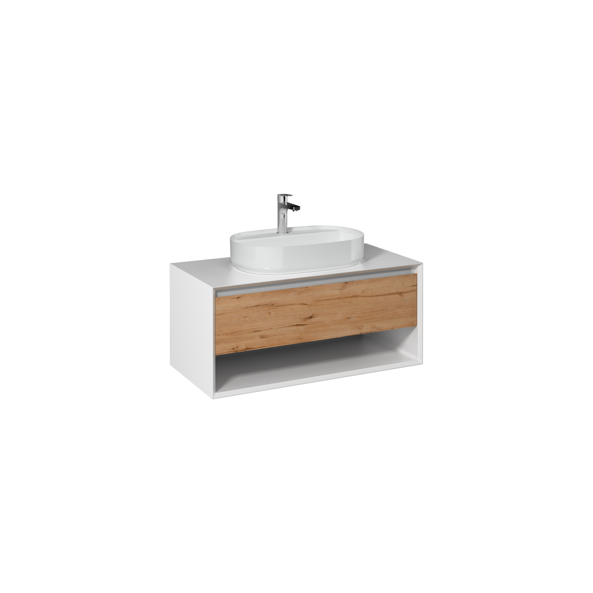 Luca  Make up Unit White/Textured Oak  (Detroit)