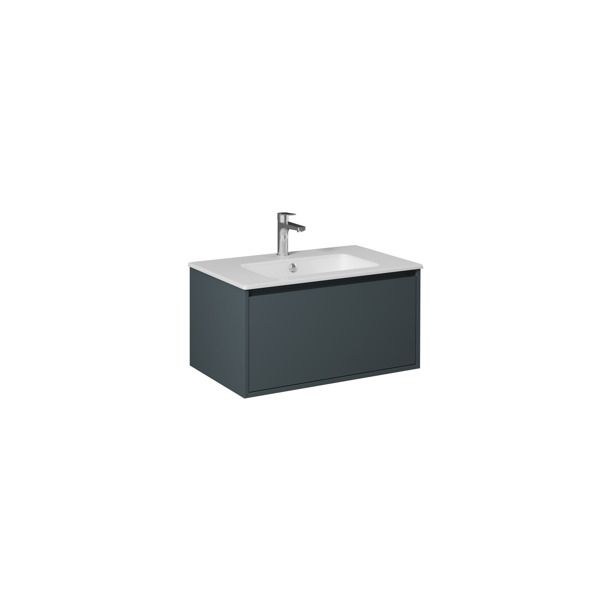 Pro 70cm Washbasin Unit With Single Drawer (10SL50071SV included) Anthracite