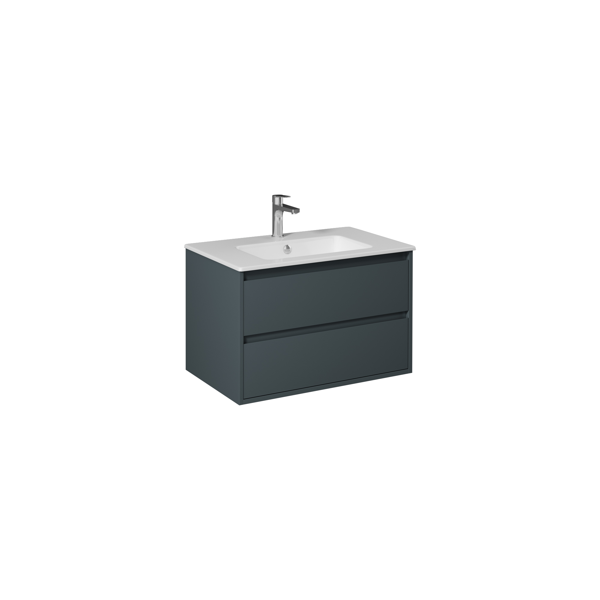 Pro 70cm Washbasin Unit With Two Drawers (10SL50071SV included) Anthracite