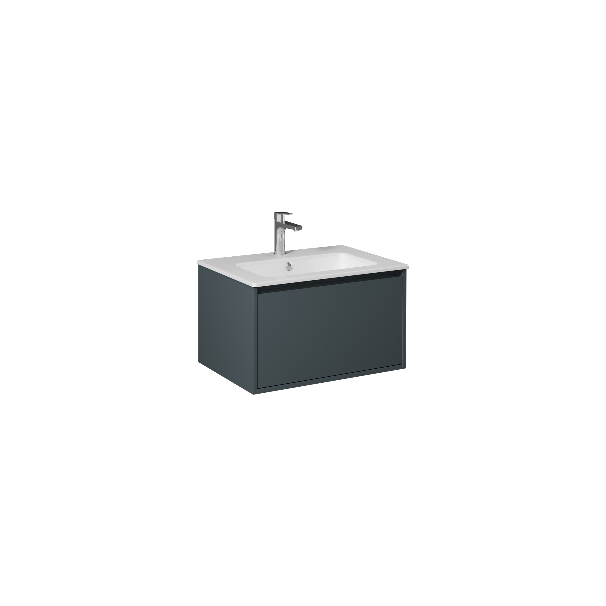 Pro 60cm Washbasin Unit With Single Drawer (10SL50061SV included) Anthracite