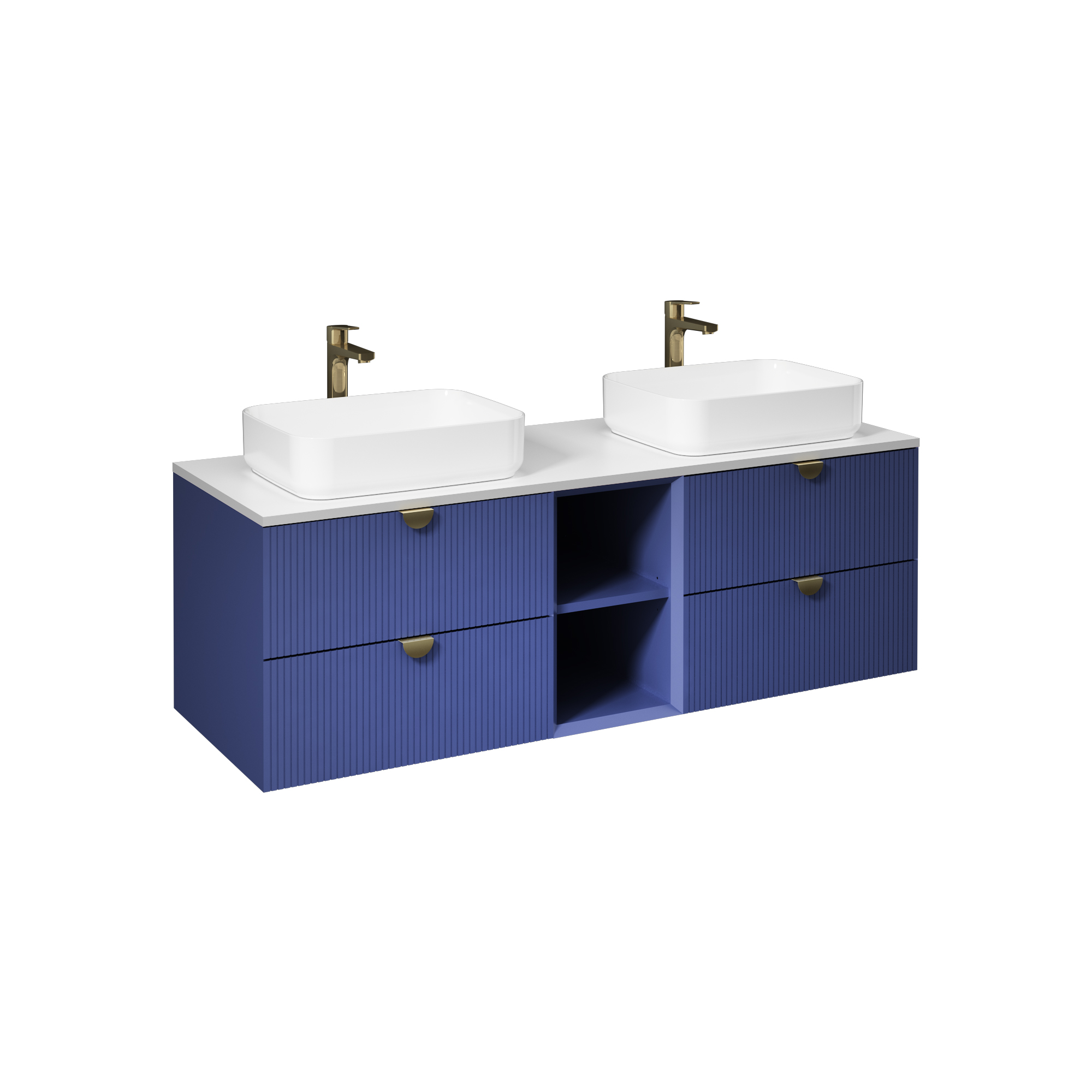 Infinity Washbasin Unit Open Shelf 150cm (110NF65050 2K x2 Washbasin included) Night Blue