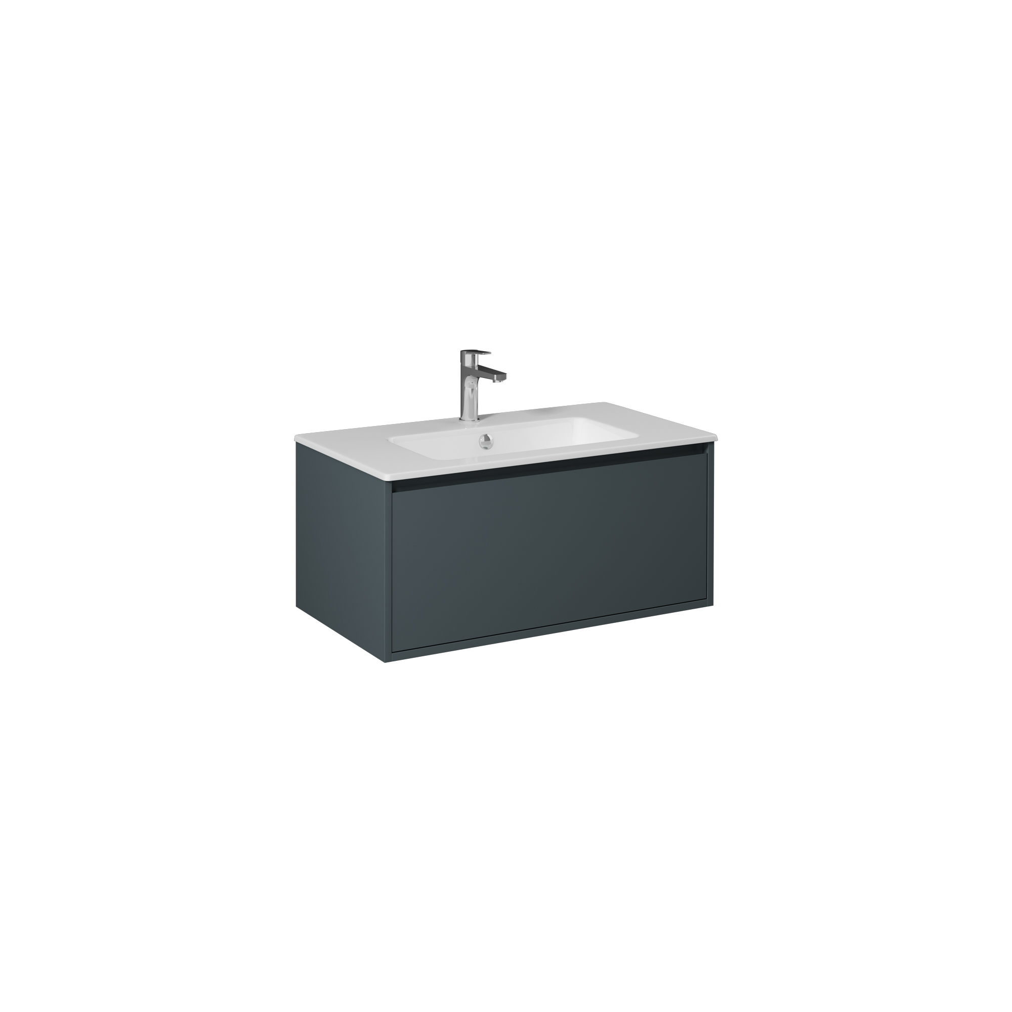 Pro 80cm Washbasin Unit With Single Drawer (10SL51081SV included) Anthracite