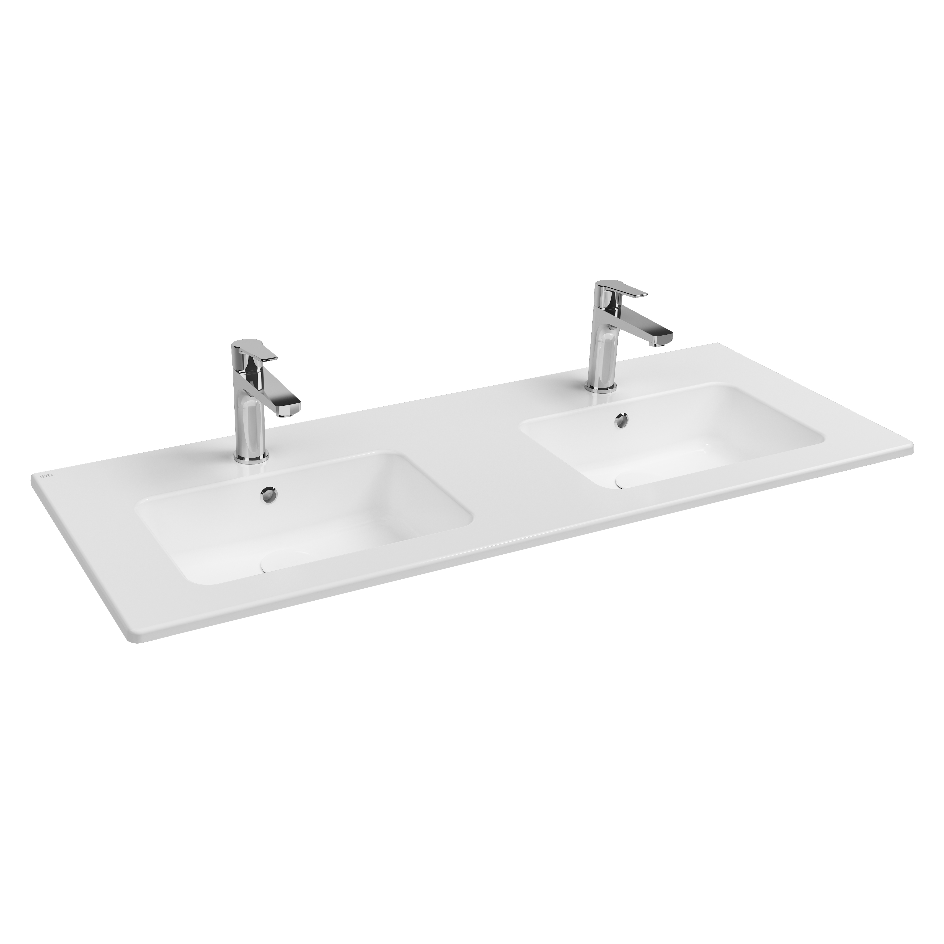 SistemaT Flat Washbasin 121 cm Double Counter Top White