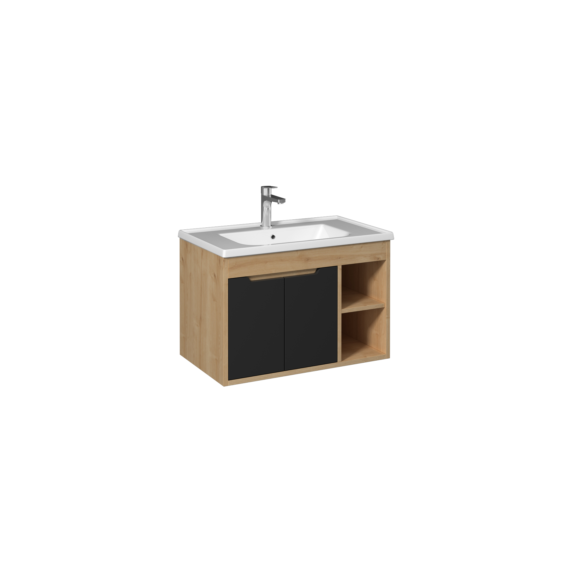 Nuvo Lavabo Dolabı 80 cm(10LE50081 dahil) Detroit & Antrasit