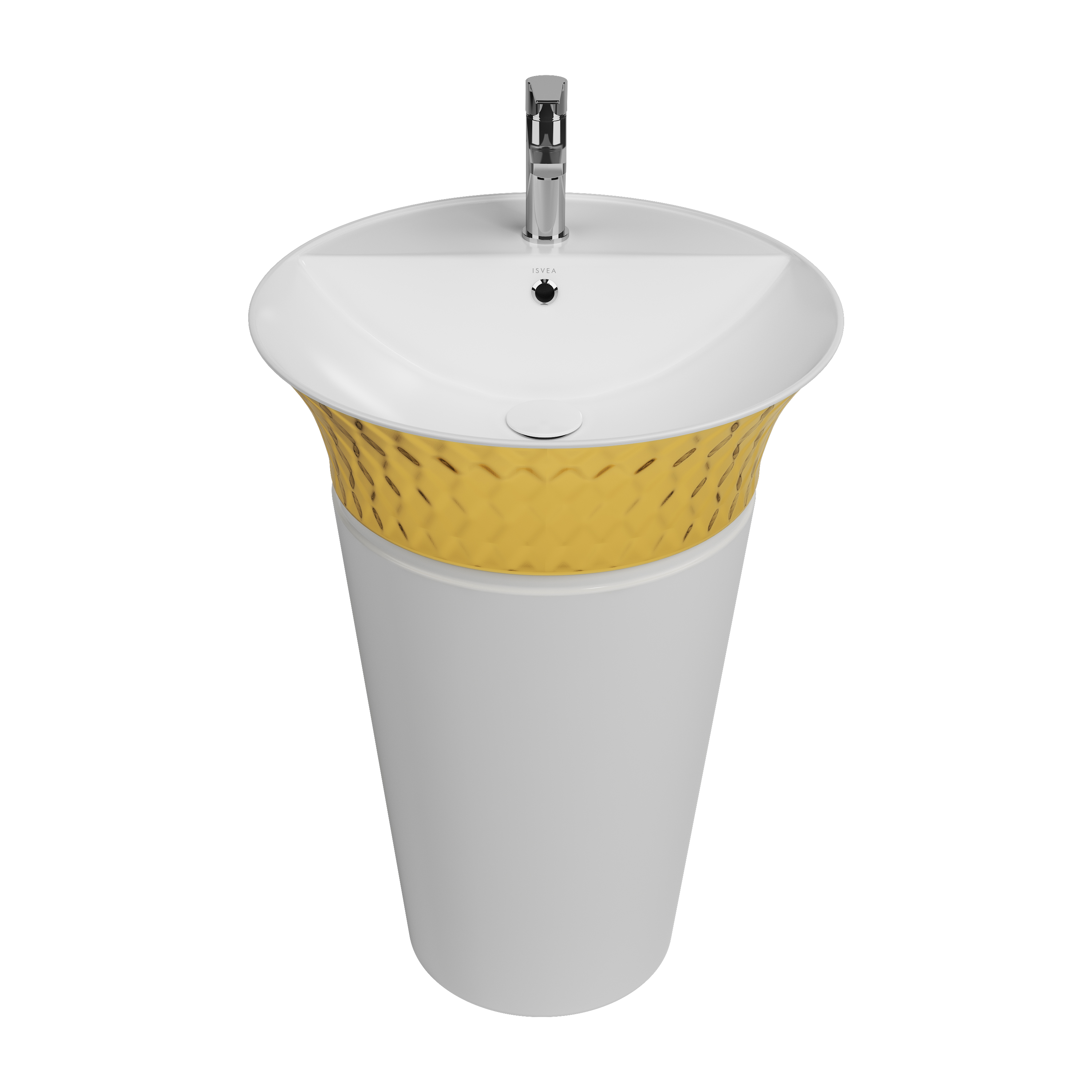 Cappitone Tezgah Üzeri Lavabo Altın 59 cm Altın